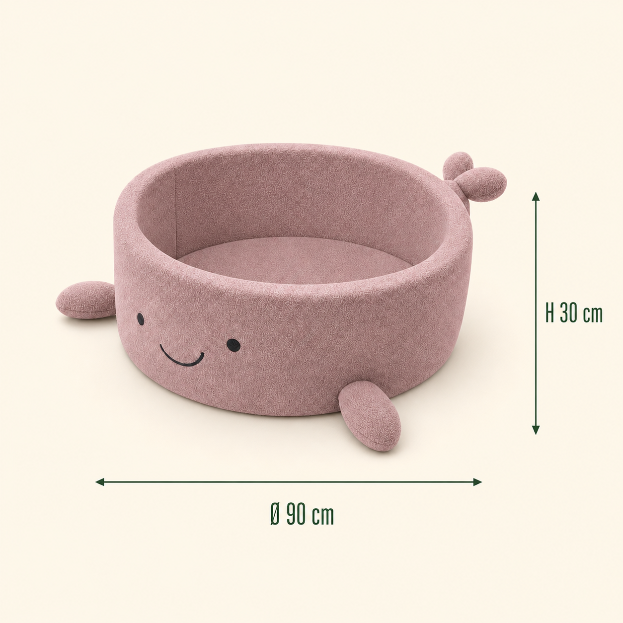 Malia — Piscine à balles baleine rose en bouclette