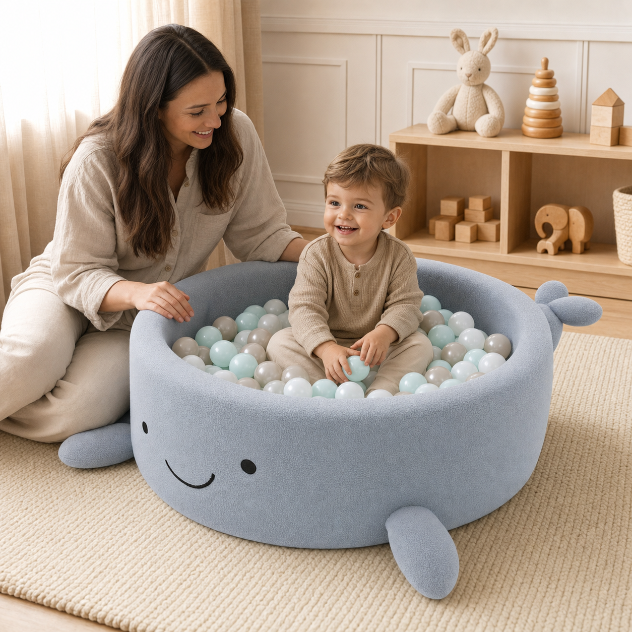 Nalya — Piscine à balles baleine en bouclette