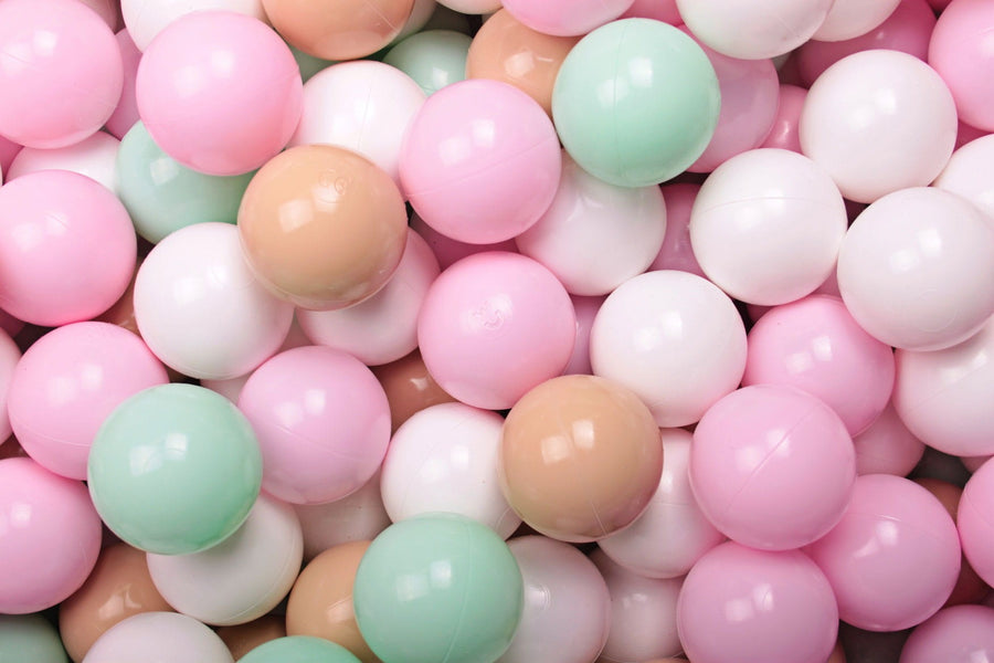 Lot Jardin Pastel de 200 balles beige, menthe, blanches et rose pastel pour piscine à balles