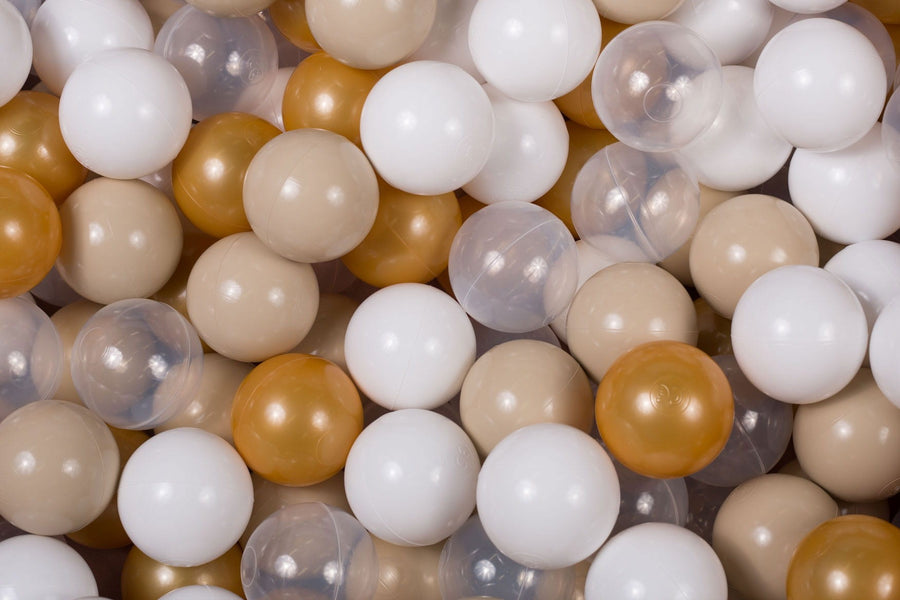 Lot Sable Clair de 200 balles beige, blanches et transparentes pour piscine à balles
