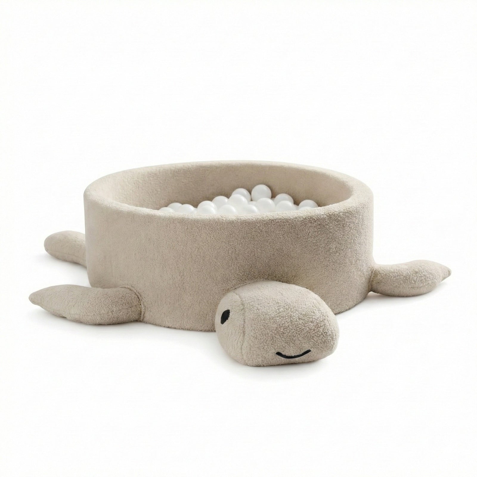 Piscine à balles tortue beige en bouclette Sélia pour enfant, sans balles