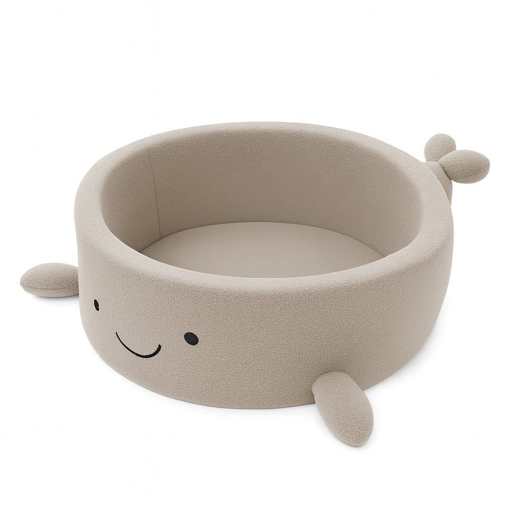 Piscine à balles baleine beige en bouclette Alya pour enfant, sans balles