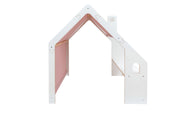MeowBaby® White Wooden House for Kids - Pink Roof